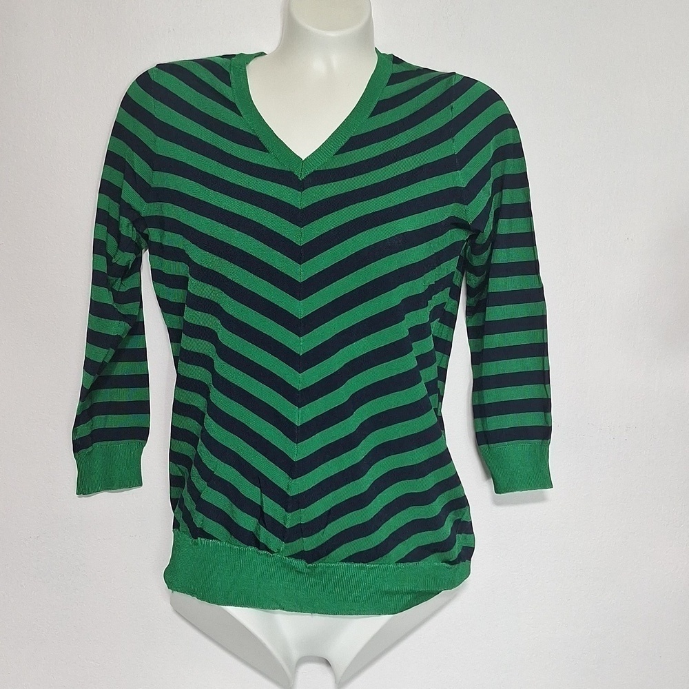 The Limited Long Sleeve Stripe Top Green Black